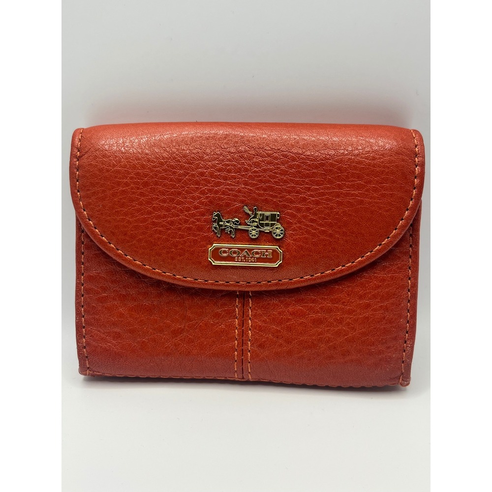 Coach Mandrin Madison Flap Card Case Leather Small Hardware Bifold Card Holder